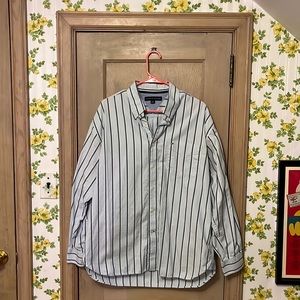 Blue Striped Tommy Hilfiger Button Down. Large.